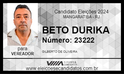 Candidato BETO DURIKA 2024 - MANGARATIBA - Eleições