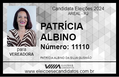 Candidato PATRÍCIA ALBINO 2024 - AREAL - Eleições