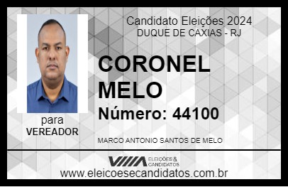 Candidato CORONEL MELO 2024 - DUQUE DE CAXIAS - Eleições