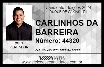 Candidato CARLINHOS DA BARREIRA 2024 - DUQUE DE CAXIAS - Eleições