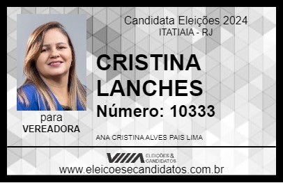 Candidato CRISTINA LANCHES 2024 - ITATIAIA - Eleições