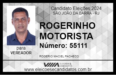 Candidato ROGERINHO MOTORISTA 2024 - SÃO JOÃO DA BARRA - Eleições