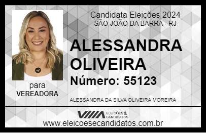 Candidato ALESSANDRA OLIVEIRA 2024 - SÃO JOÃO DA BARRA - Eleições