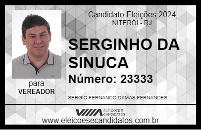 Candidato SERGINHO DA SINUCA 2024 - NITERÓI - Eleições