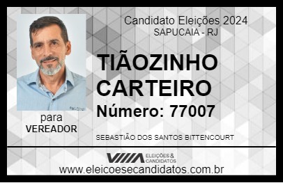 Candidato TIÃOZINHO CARTEIRO 2024 - SAPUCAIA - Eleições