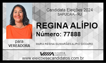 Candidato REGINA ALÍPIO 2024 - SAPUCAIA - Eleições