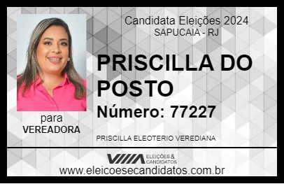 Candidato PRISCILLA DO POSTO 2024 - SAPUCAIA - Eleições