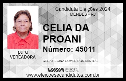 Candidato CELIA DA PROANI 2024 - MENDES - Eleições