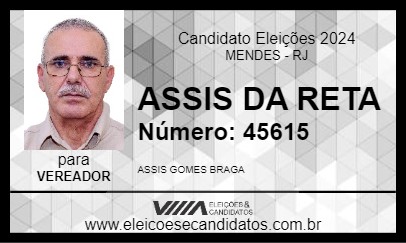 Candidato ASSIS DA RETA 2024 - MENDES - Eleições