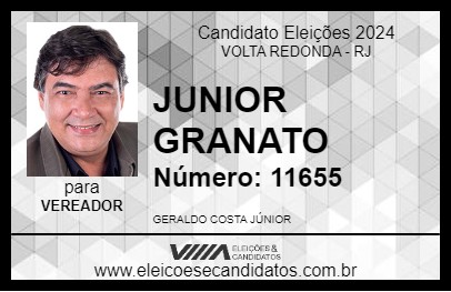 Candidato JUNIOR GRANATO 2024 - VOLTA REDONDA - Eleições