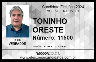 Candidato TONINHO ORESTE 2024 - VOLTA REDONDA - Eleições