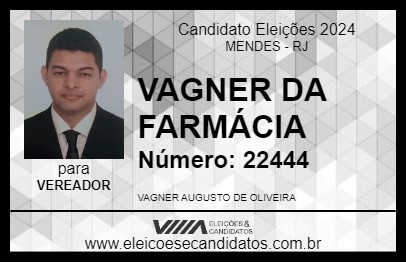 Candidato VAGNER DA FARMÁCIA 2024 - MENDES - Eleições