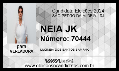 Candidato NEIA JK 2024 - SÃO PEDRO DA ALDEIA - Eleições