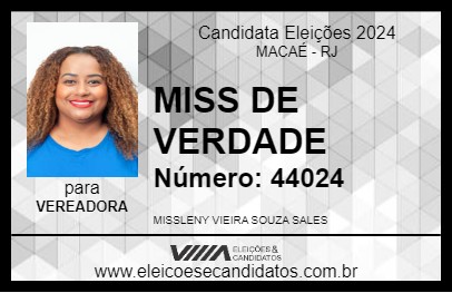 Candidato MISS DE VERDADE 2024 - MACAÉ - Eleições