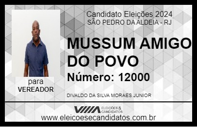 Candidato MUSSUM AMIGO DO POVO 2024 - SÃO PEDRO DA ALDEIA - Eleições