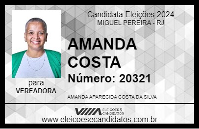 Candidato AMANDA  COSTA 2024 - MIGUEL PEREIRA - Eleições