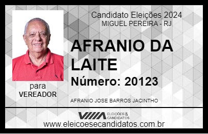 Candidato AFRANIO DA LAITE 2024 - MIGUEL PEREIRA - Eleições