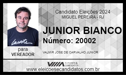 Candidato JUNIOR BIANCO 2024 - MIGUEL PEREIRA - Eleições