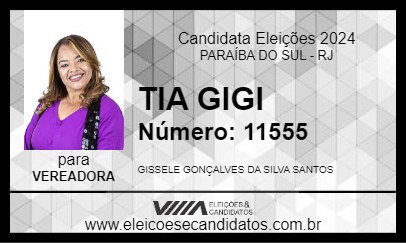 Candidato TIA GIGI 2024 - PARAÍBA DO SUL - Eleições