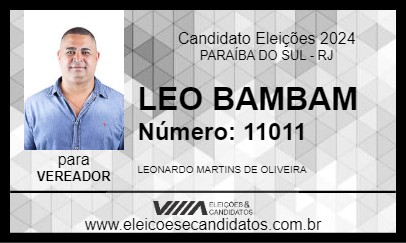 Candidato LEO BAMBAM 2024 - PARAÍBA DO SUL - Eleições