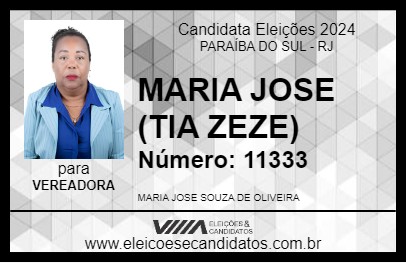 Candidato MARIA SOUZA (TIA ZEZE) 2024 - PARAÍBA DO SUL - Eleições