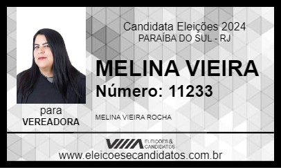 Candidato MELINA VIEIRA 2024 - PARAÍBA DO SUL - Eleições