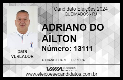 Candidato ADRIANO DO AÍLTON 2024 - QUEIMADOS - Eleições