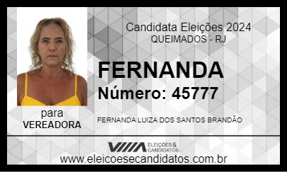 Candidato FERNANDA 2024 - QUEIMADOS - Eleições