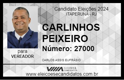 Candidato CARLINHOS PEIXEIRO 2024 - ITAPERUNA - Eleições