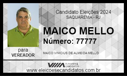 Candidato MAICO MELLO 2024 - SAQUAREMA - Eleições