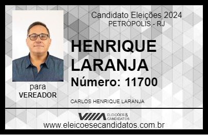 Candidato HENRIQUE LARANJA 2024 - PETRÓPOLIS - Eleições