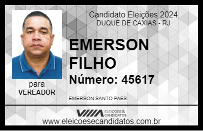 Candidato EMERSON FILHO 2024 - DUQUE DE CAXIAS - Eleições