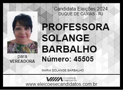 Candidato PROFESSORA SOLANGE BARBALHO 2024 - DUQUE DE CAXIAS - Eleições