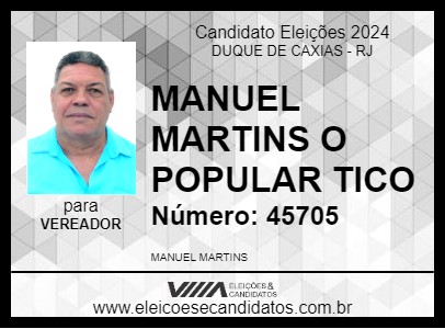 Candidato MANUEL MARTINS O POPULAR TICO 2024 - DUQUE DE CAXIAS - Eleições