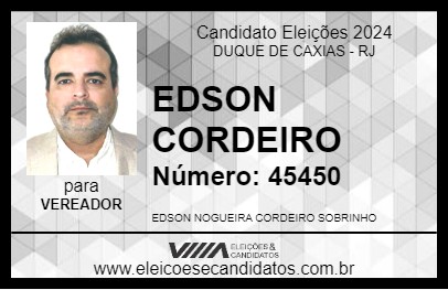 Candidato EDSON CORDEIRO 2024 - DUQUE DE CAXIAS - Eleições