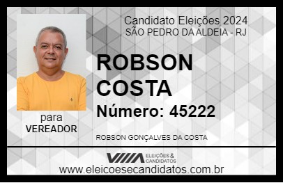 Candidato ROBSON COSTA 2024 - SÃO PEDRO DA ALDEIA - Eleições