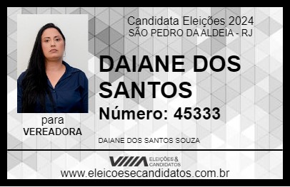 Candidato DAIANE DOS SANTOS 2024 - SÃO PEDRO DA ALDEIA - Eleições