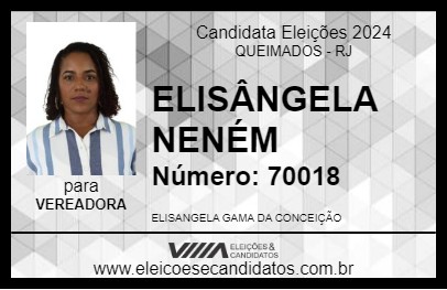 Candidato ELISÂNGELA NENÉM 2024 - QUEIMADOS - Eleições