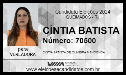 Candidato CÍNTIA BATISTA 2024 - QUEIMADOS - Eleições