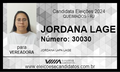 Candidato JORDANA LAGE 2024 - QUEIMADOS - Eleições