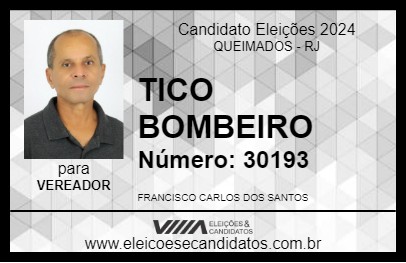 Candidato TICO BOMBEIRO 2024 - QUEIMADOS - Eleições