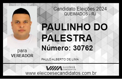 Candidato PAULINHO DO PALESTRA 2024 - QUEIMADOS - Eleições