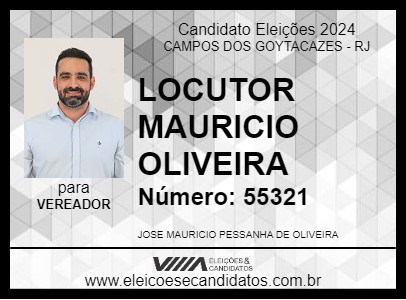 Candidato LOCUTOR MAURICIO OLIVEIRA 2024 - CAMPOS DOS GOYTACAZES - Eleições