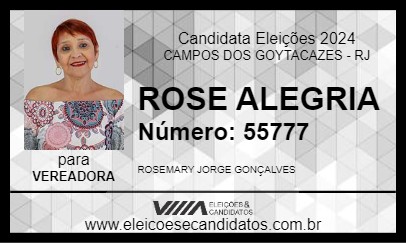 Candidato ROSE ALEGRIA 2024 - CAMPOS DOS GOYTACAZES - Eleições