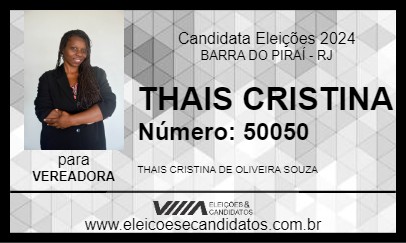 Candidato THAIS CRISTINA 2024 - BARRA DO PIRAÍ - Eleições