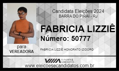 Candidato FABRICIA LIZZIÊ 2024 - BARRA DO PIRAÍ - Eleições