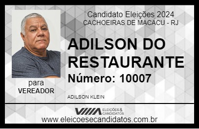 Candidato ADILSON DO RESTAURANTE 2024 - CACHOEIRAS DE MACACU - Eleições