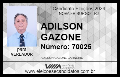 Candidato ADILSON GAZONE 2024 - NOVA FRIBURGO - Eleições