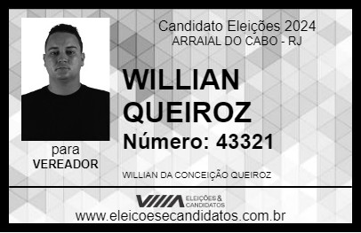 Candidato WILLIAN QUEIROZ 2024 - ARRAIAL DO CABO - Eleições