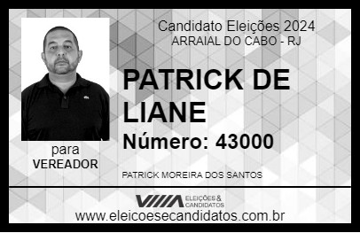 Candidato PATRICK DE LIANE 2024 - ARRAIAL DO CABO - Eleições